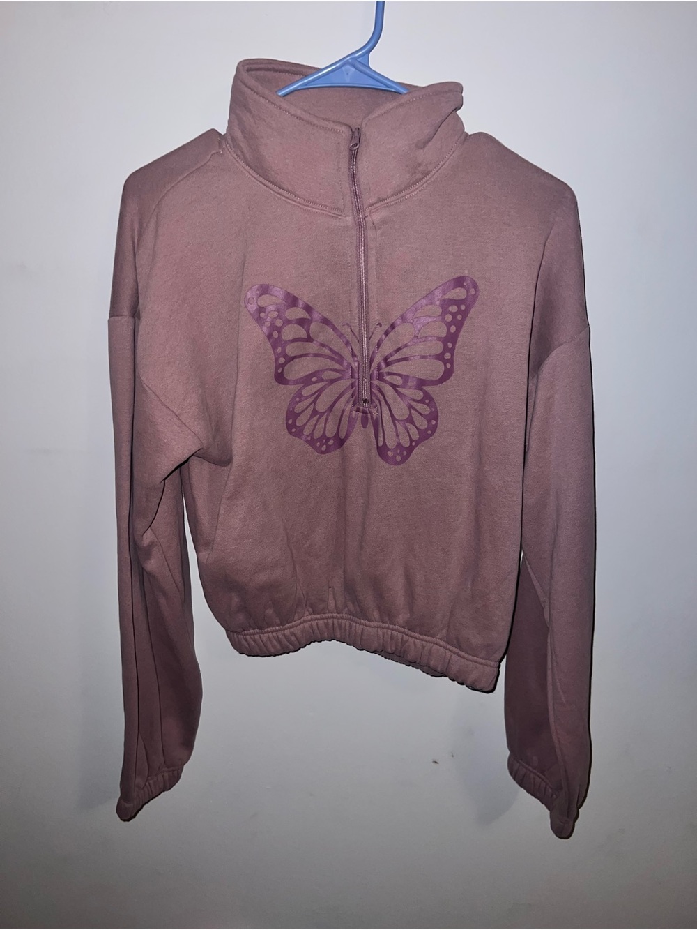 Celebrity Pink Mauve Butterfly Half-Zip Pullover